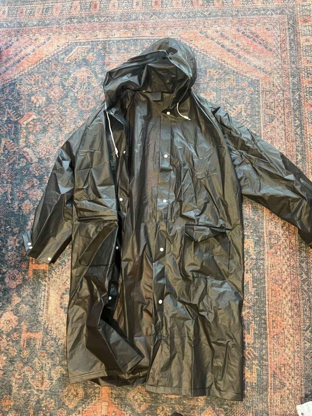 Black Hooded Raincoat Jacket - Unbranded